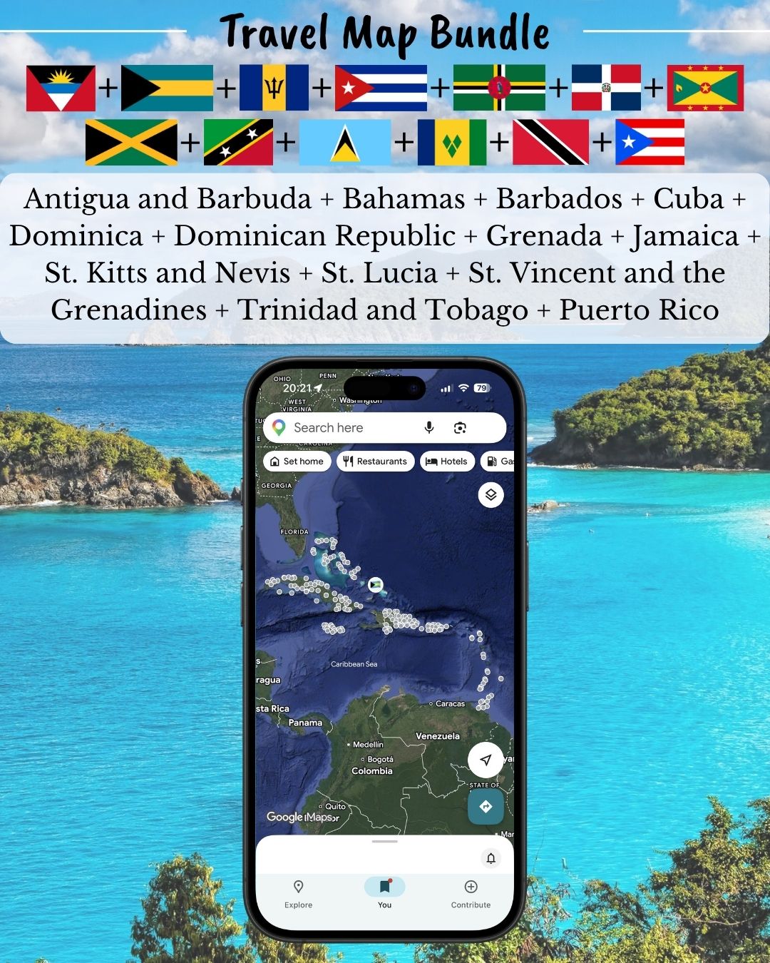Caribbean Countries Travel Bundle - Sight Maps